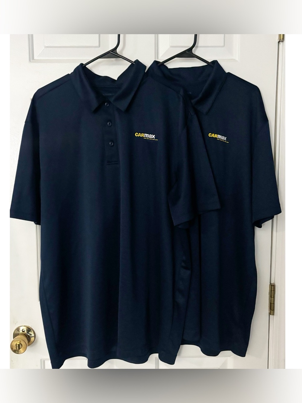 2 Men's Carmax Polo Short Sleeve Shirts with Logos, Size 2XL, Navy Blue